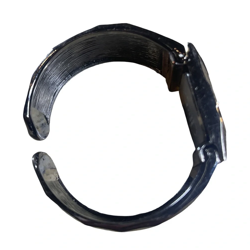 Elegant Black & Silver Rhinestone Cuff Bangle Watch | Japan Movt